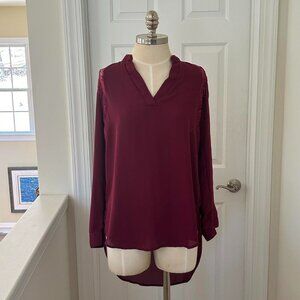 JOLT maroon red blouse with lace detail on the back